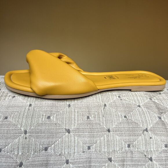 Seychelles Anthropologie Breath of Fresh Air Slide Sandals Mustard Yellow US 8.5 - Picture 14 of 15